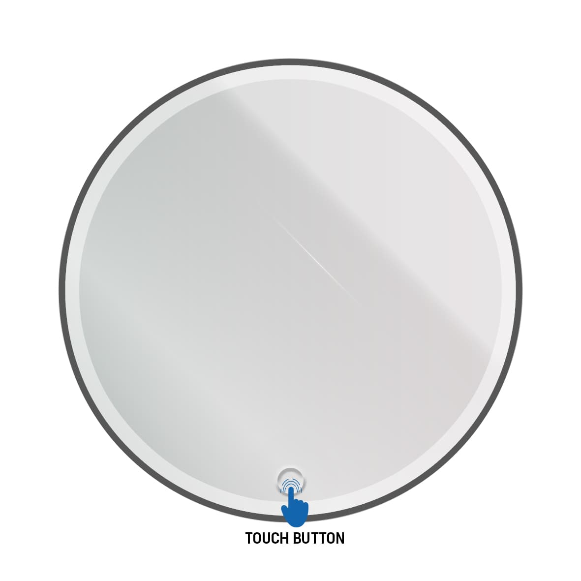 ALONI OMEGA MIROIR - AVEC ÉCLAIRAGE LED - ROND - AVEC CADRE - SANS CHAUFFAGE - TEMPÉRATURE DE COULEUR LED 3500-6500K - 80CM - NOIR MAT