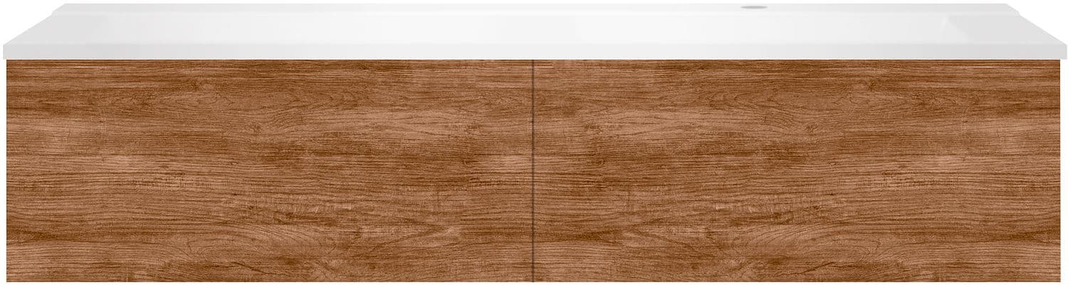 SOUS MEUBLE COFFEE 2 TIROIRS 140 TECTONA DECOR CANNELLE+LAVABO DROITE BLANC MAT