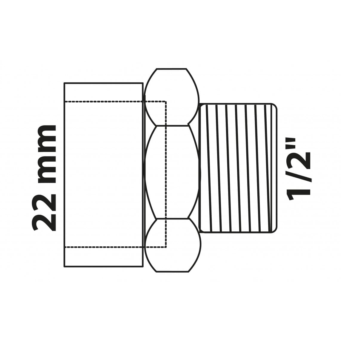 989089017 BR Mamelon de transition, vierge, 22 mm x 1/2" M, 1 manchon (4243g)