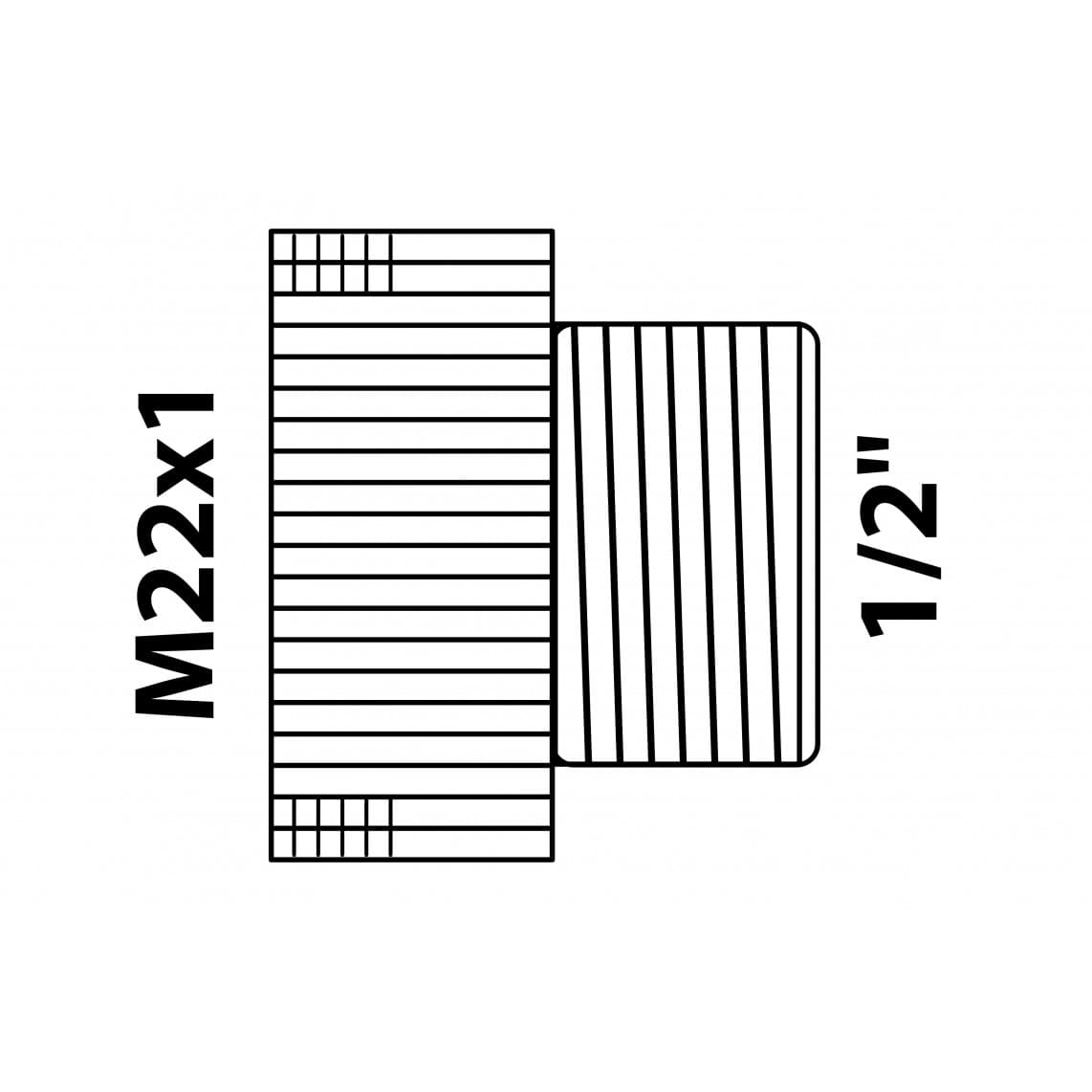 989322155 LT pièce intermédiaire, chromé, 1/2" M x M22IG