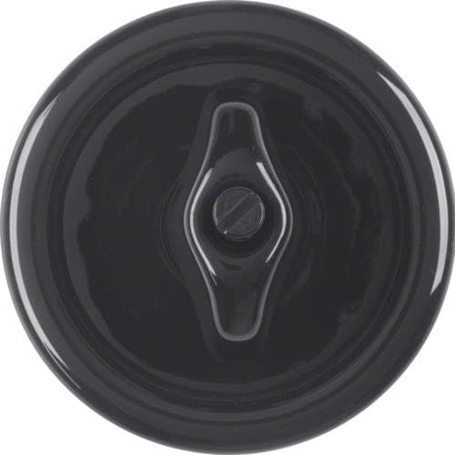 Enjoliveur et manette pour interrupteurs / poussoirs rotatifs Serie 1930 Porcelaine Noir, brillant