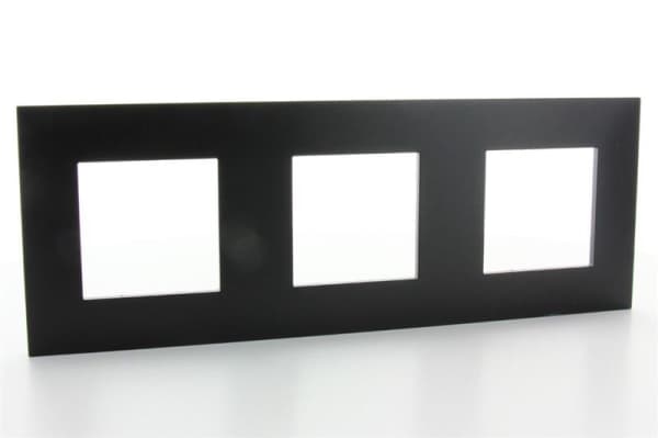 Valena plaque 3 postes horizontal - vertical entraxe 71mm Noir Chrome