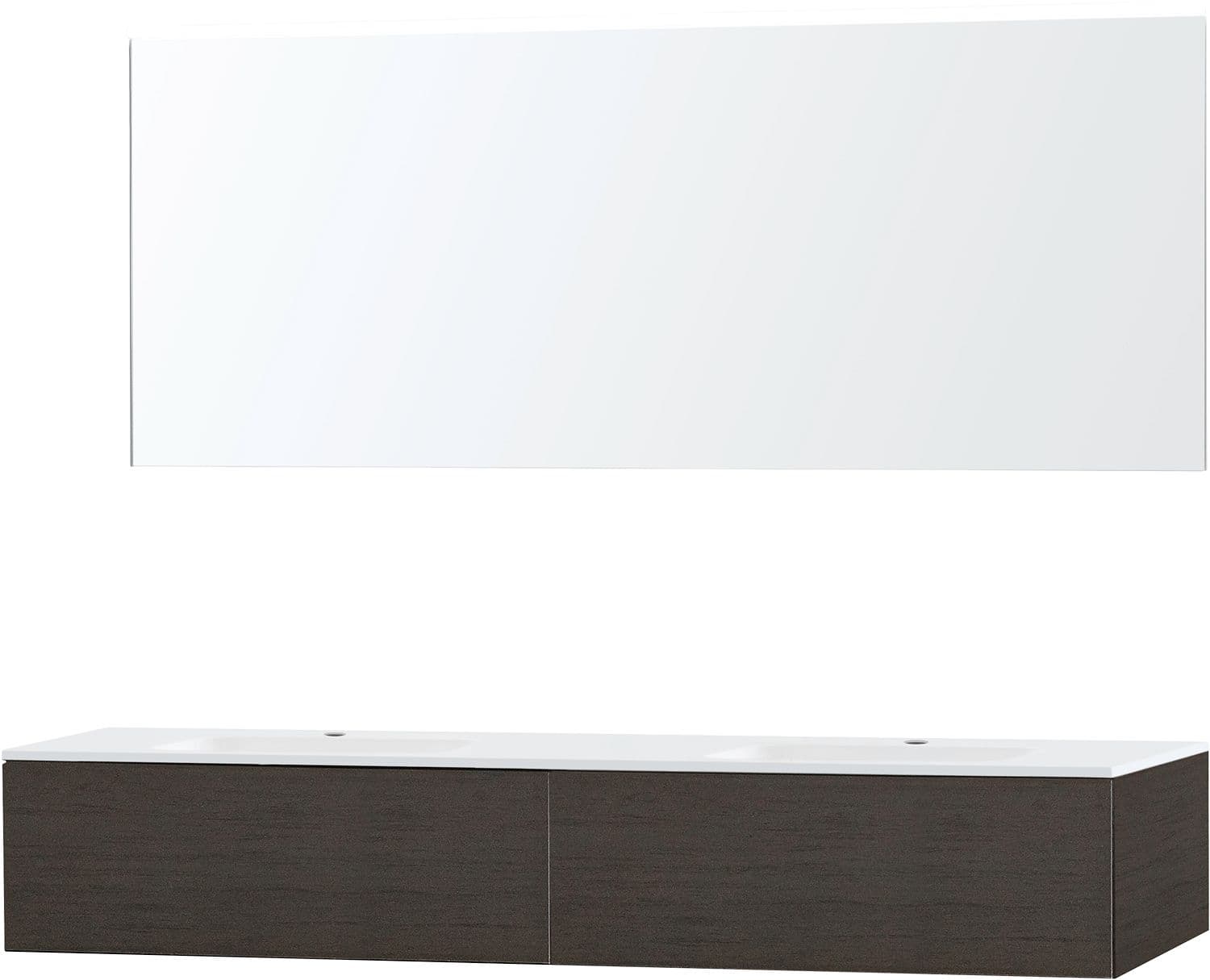 MEUBLE PURO DUO WENGE 180 1 TIROIR MARBRE SYNTHETIQUE MIROIR