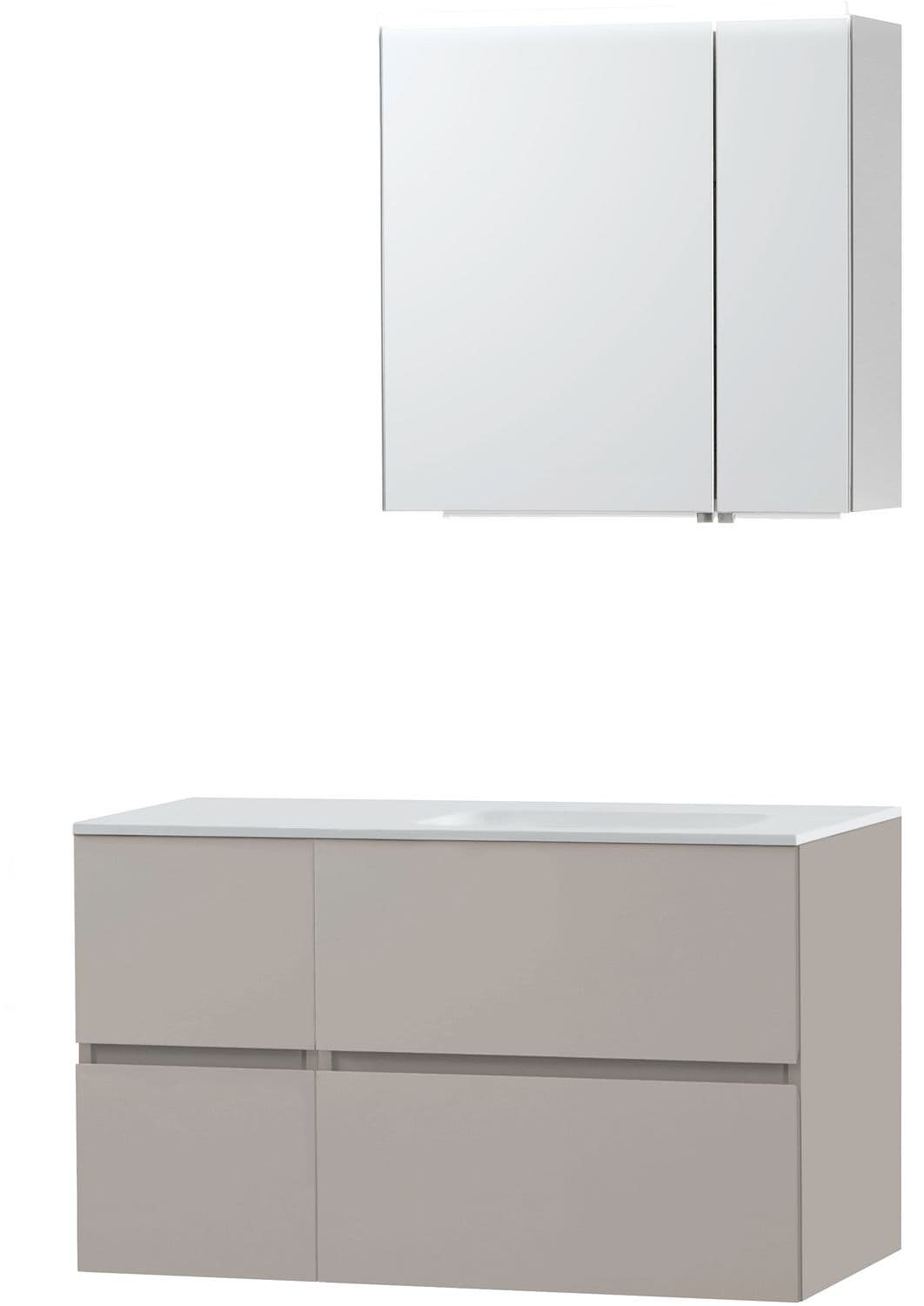MEUBLE MOLTO POUDRE GRIS 105 DROITE SOLID ARMOIRE TOILETTE 70