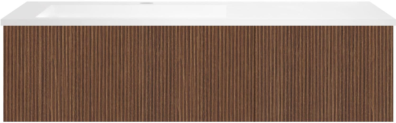 SOUS MEUBLE COFFEE 2 TIROIRS 120 NOYER SMARTLINE+LAVABO GAUCHE EN MARBRE SYNTHETIQUE BLANC