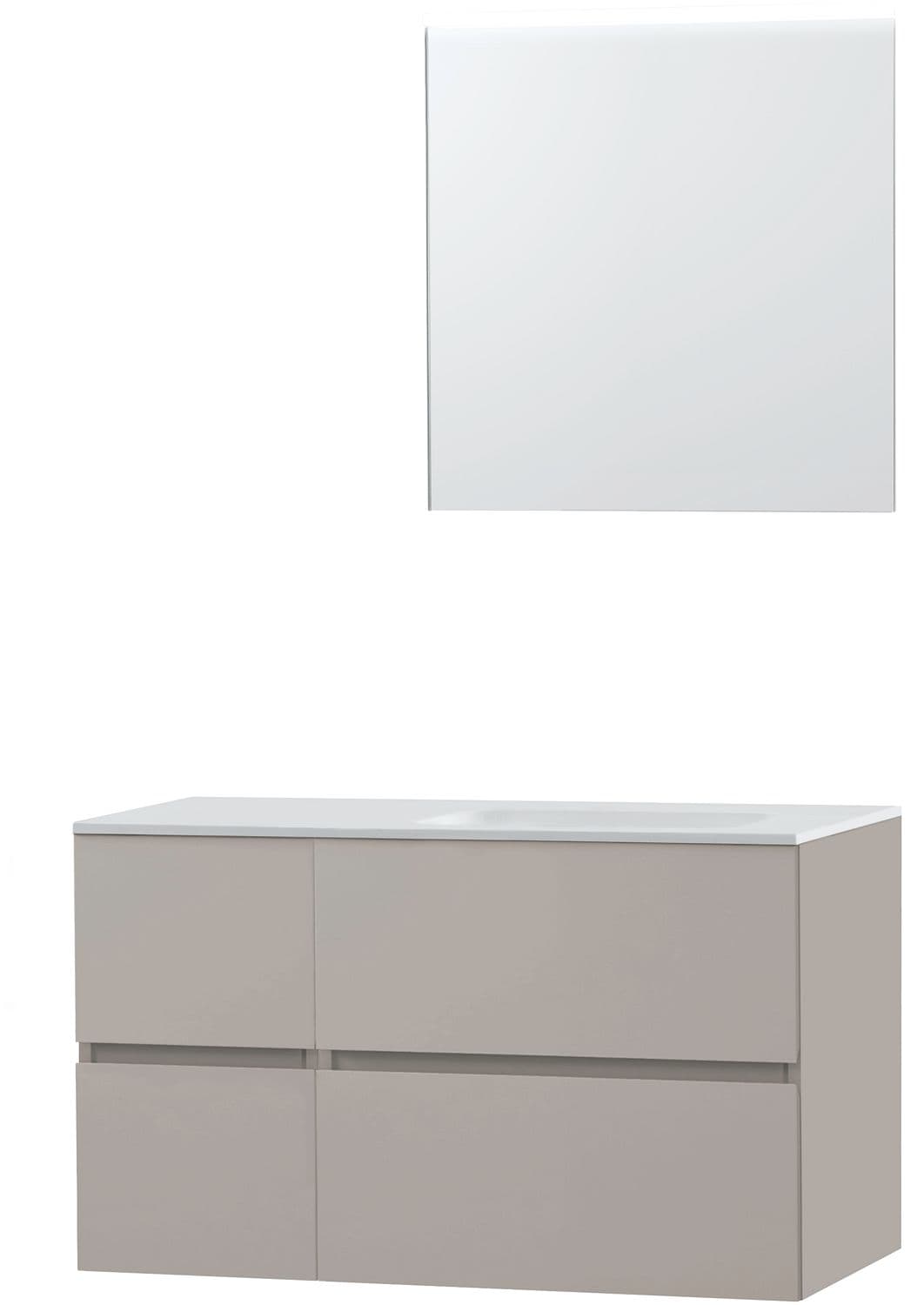 MEUBLE MOLTO POUDRE GRIS 105 DROITE SOLID MIROIR