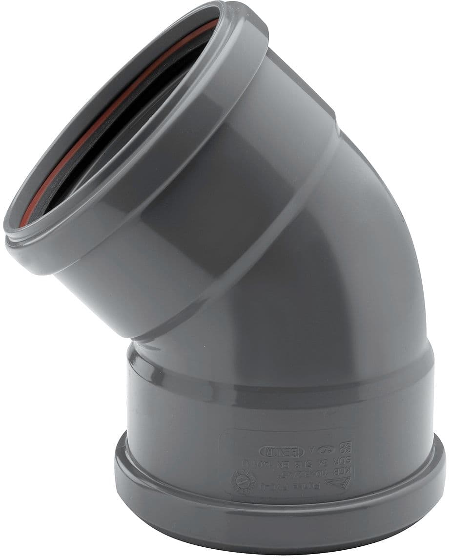 COUDE PVC 45° EGOUT 125MM FF GRIS