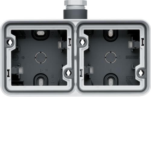 Boîte double horizontale Cubyko, Grise, 1 x entrée simple + Pe - M20