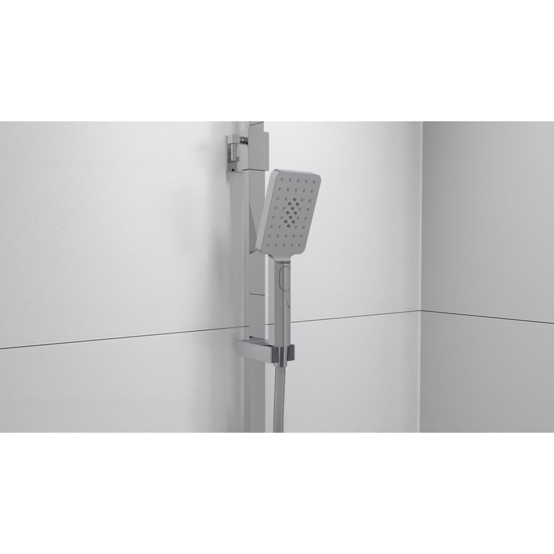 60530 OCEAN Overhead shower set, chrome/white, with thermostatic mixer, with tray