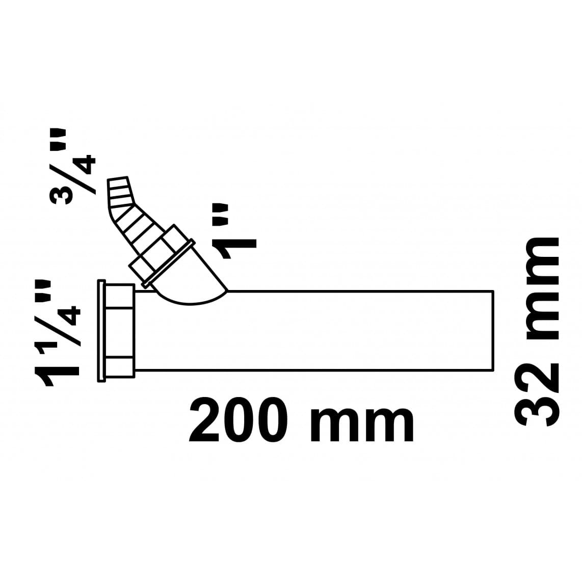 98028050 ECO-SAVE KS Tube plongeur, gris, 1 1/4" F x 3/4"T x 200 mm x 32 mm, avec raccordement d'appareil