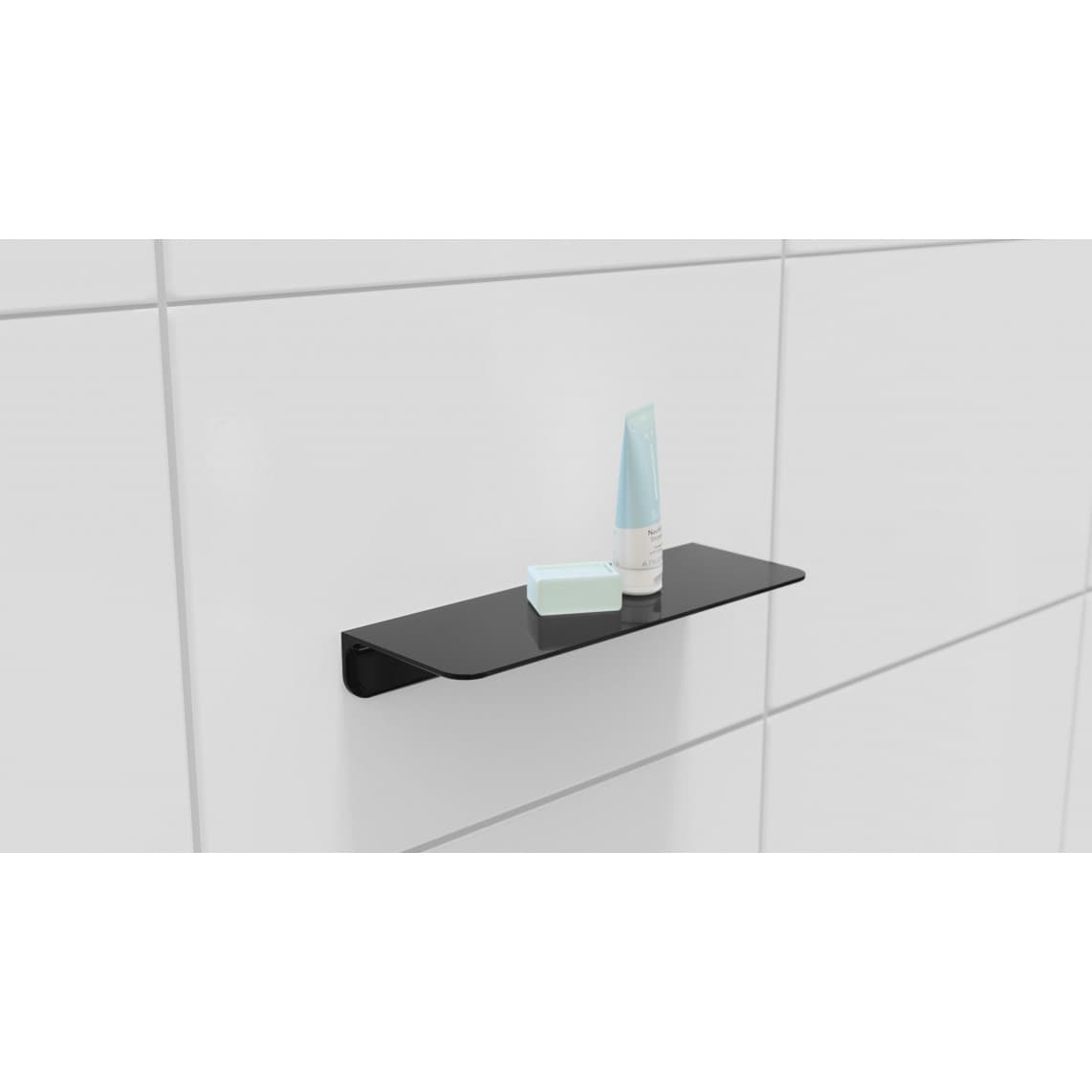 BA0956 Tablette de douche, noir, à coller