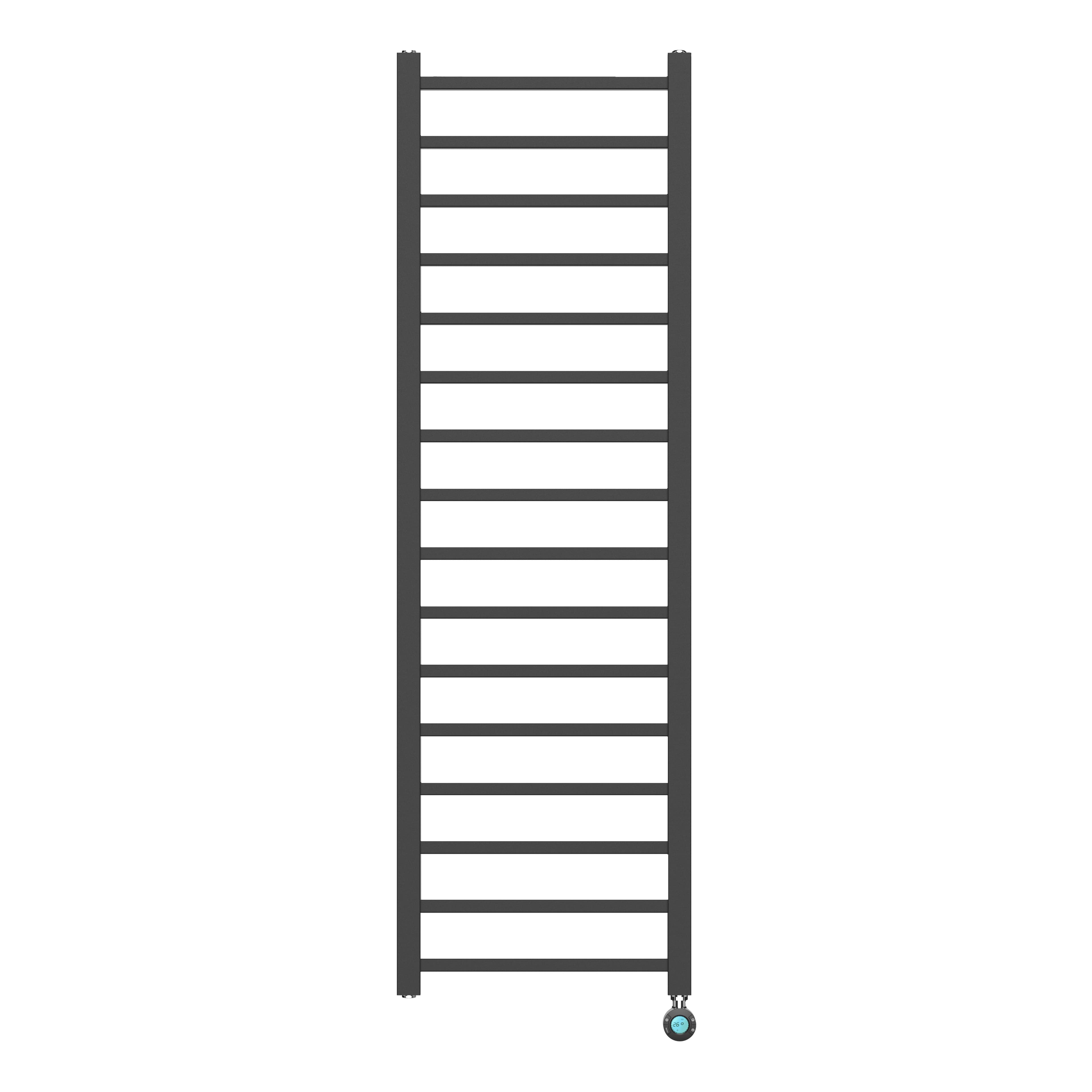 BELRAD SÈCHE-SERVIETTES ÉLECTRIQUE – AVEC THERMOSTAT NUMÉRIQUE PROGRAMMABLE – RACCORD À DROITE – 551W – 1600X500 MM – NOIR MAT