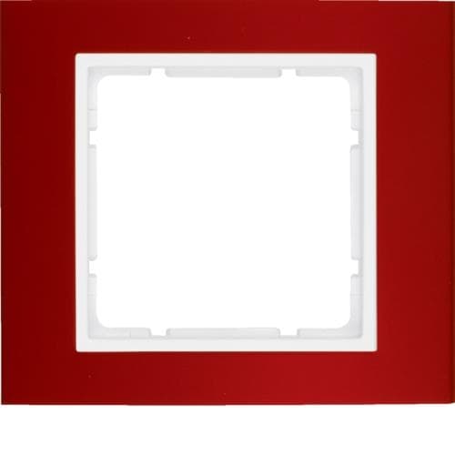 Plaque de recouvrement 1 poste Berker B.3 Alu, Rouge / Blanc polaire