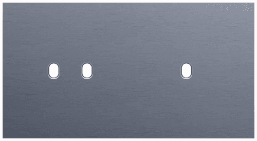 Plaque de recouvrement double, horizontale 71 mm d'entraxe, pour une fonction de commutation double et une fonction de commutation simple, Niko Toggle alu blue grey brushed