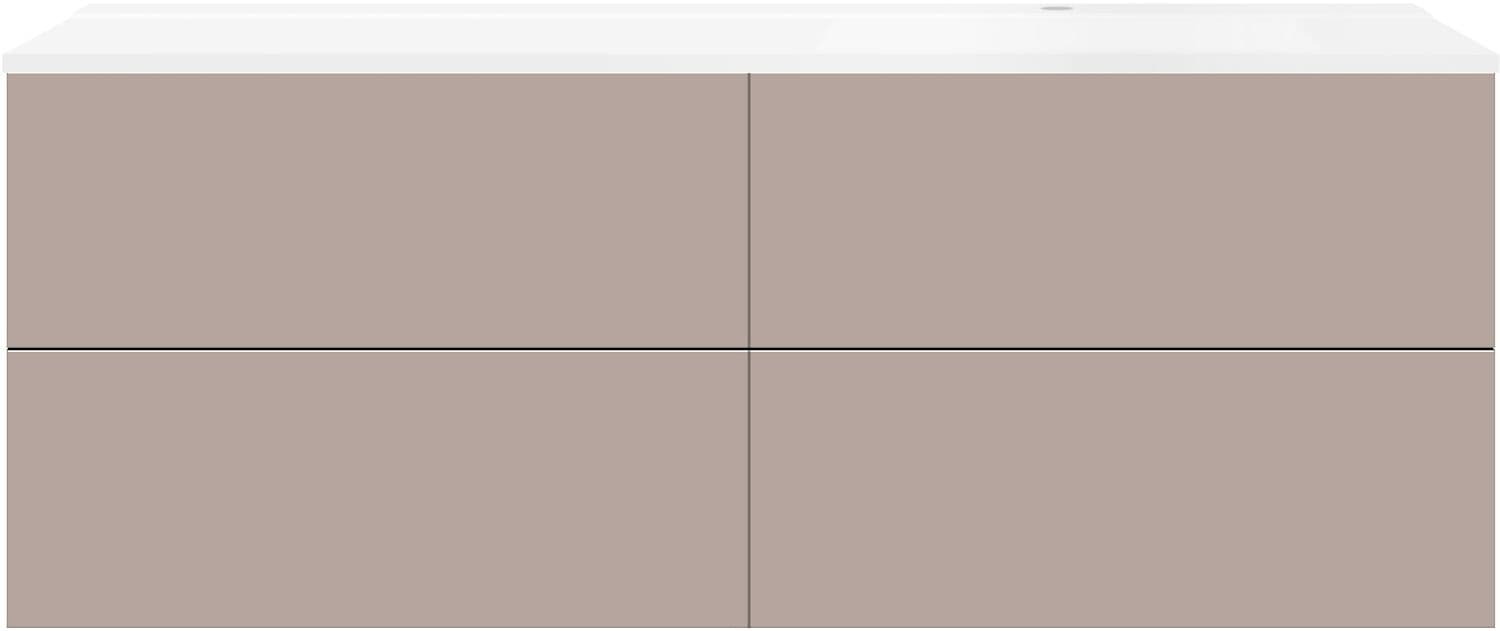 SOUS MEUBLE COFFEE 4 TIROIRS 160 MAT BASALTGRIJS+LAVABO DROITE BLANC MAT