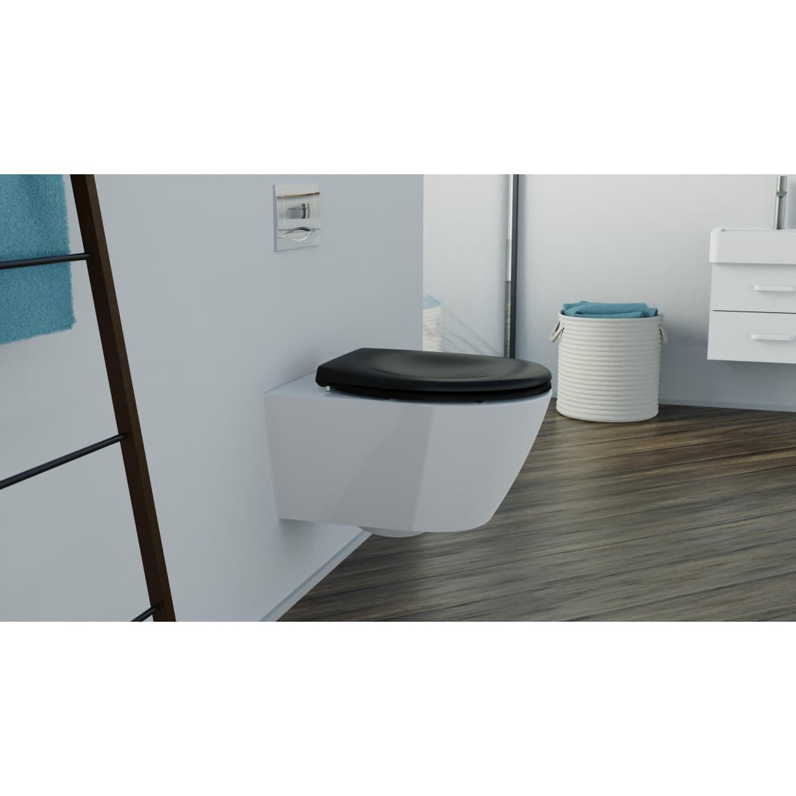 82410 abattant WC en Duroplast noir, avec frein de chute et déclipsable