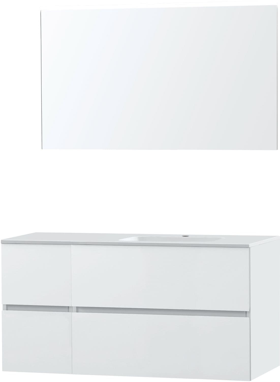 MEUBLE MOLTO POUDRE BLANC 125 DROITE MARBRE SYNTHETIQUE MIROIR