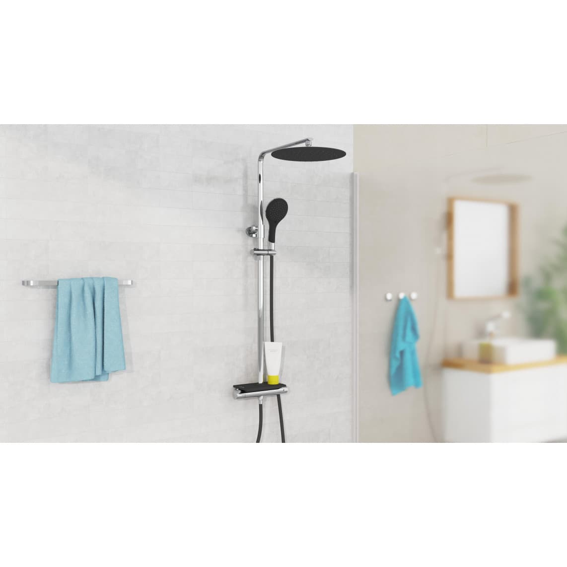 DX1103CST GRANDE VITA Set douche de pluie avec Mitigeur, noir