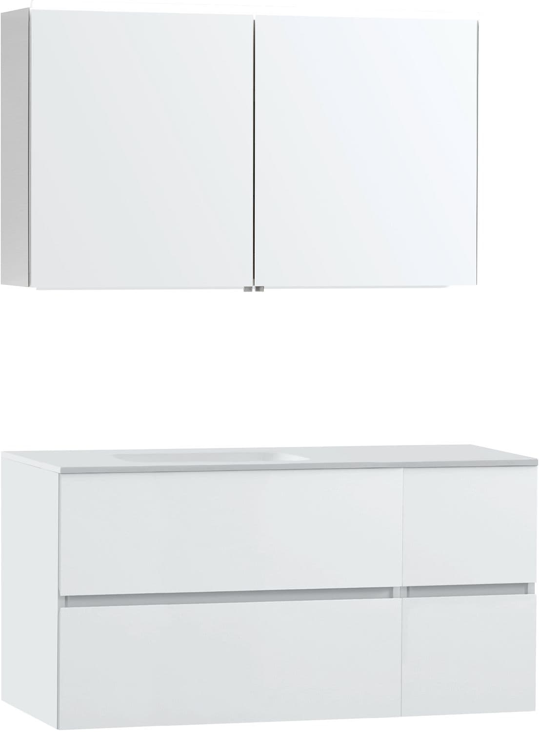 MEUBLE MOLTO POUDRE BLANC 125 GAUCHE SOLID ARMOIRE TOILETTE
