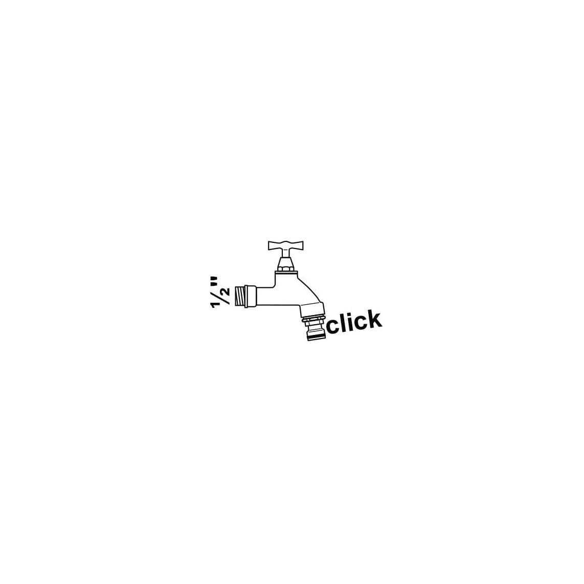 986192155 MS tapkraan Hendel, chroom, 1/2"BU x Gardena Click, met Buisbeluchter u. terugslagklep.