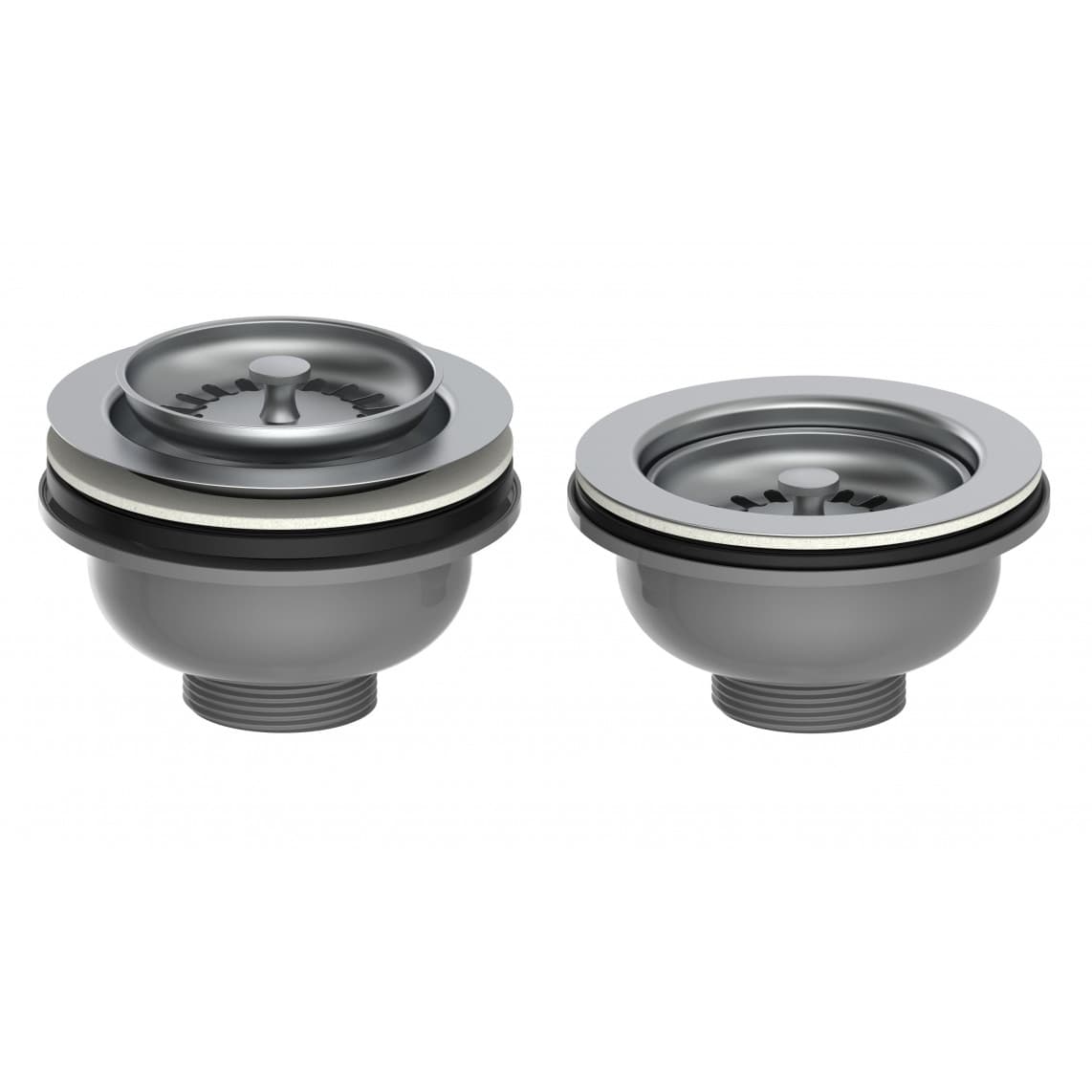 98835249 ECO-SAVE KS bonde à panier, Gris, 1 1/2" M, acier inoxydable-calice d'évacuation et tamis Ø114 mm