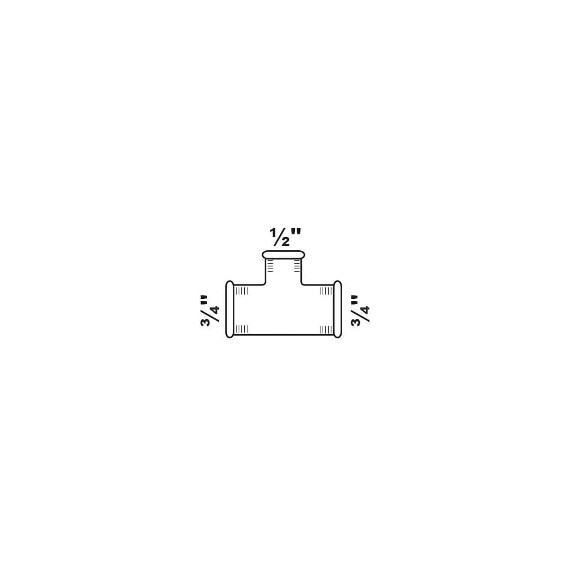 989735055 FM Té de réduction, galvanisé, 3/4" F x 1/2" F x 3/4" F, (130)