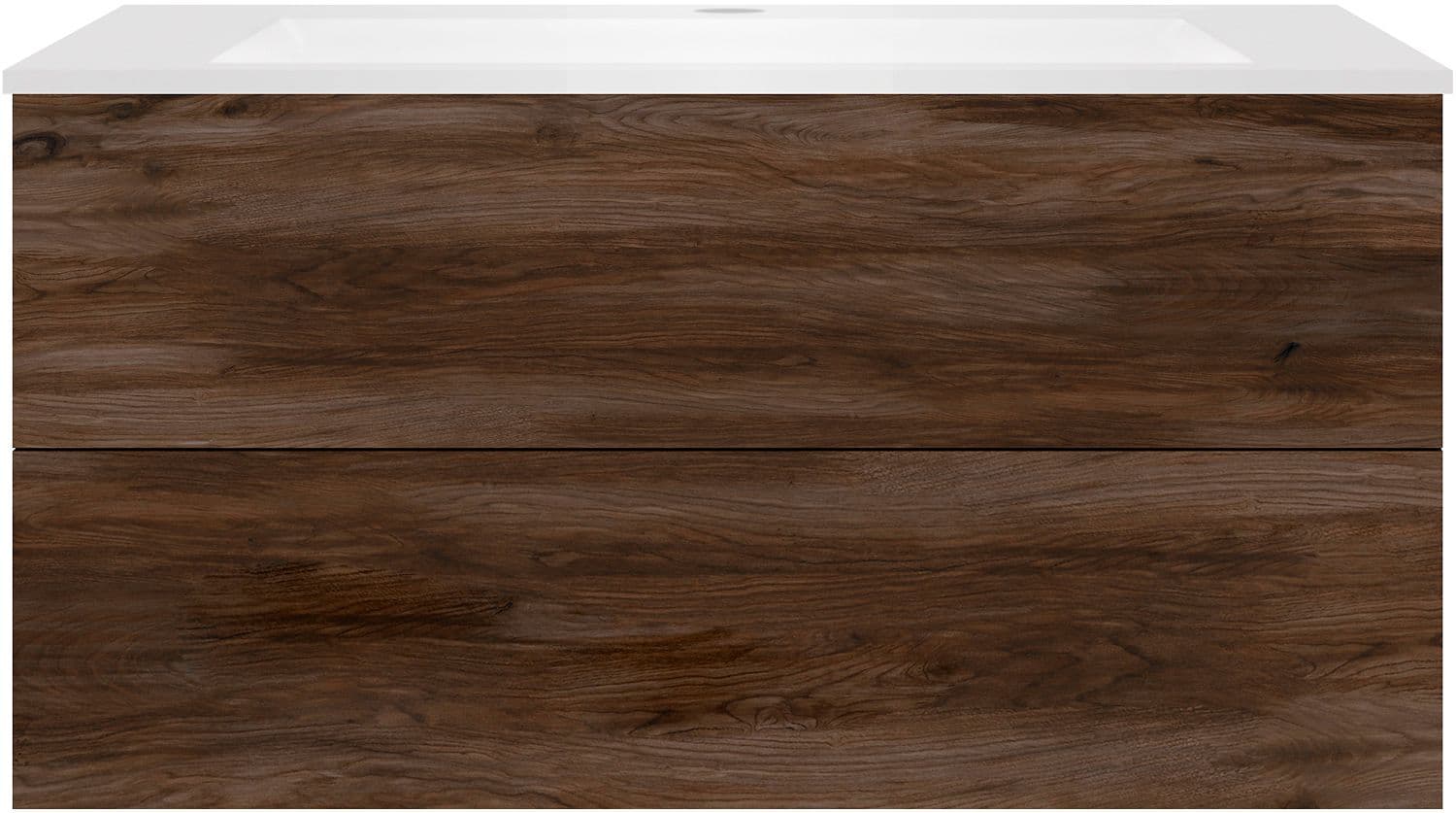 SOUS MEUBLE COFFEE 2 TIROIRS 120 NOYER VELOURS+LAVABO EN MARBRE SYNTHETIQUE BLANC MAT