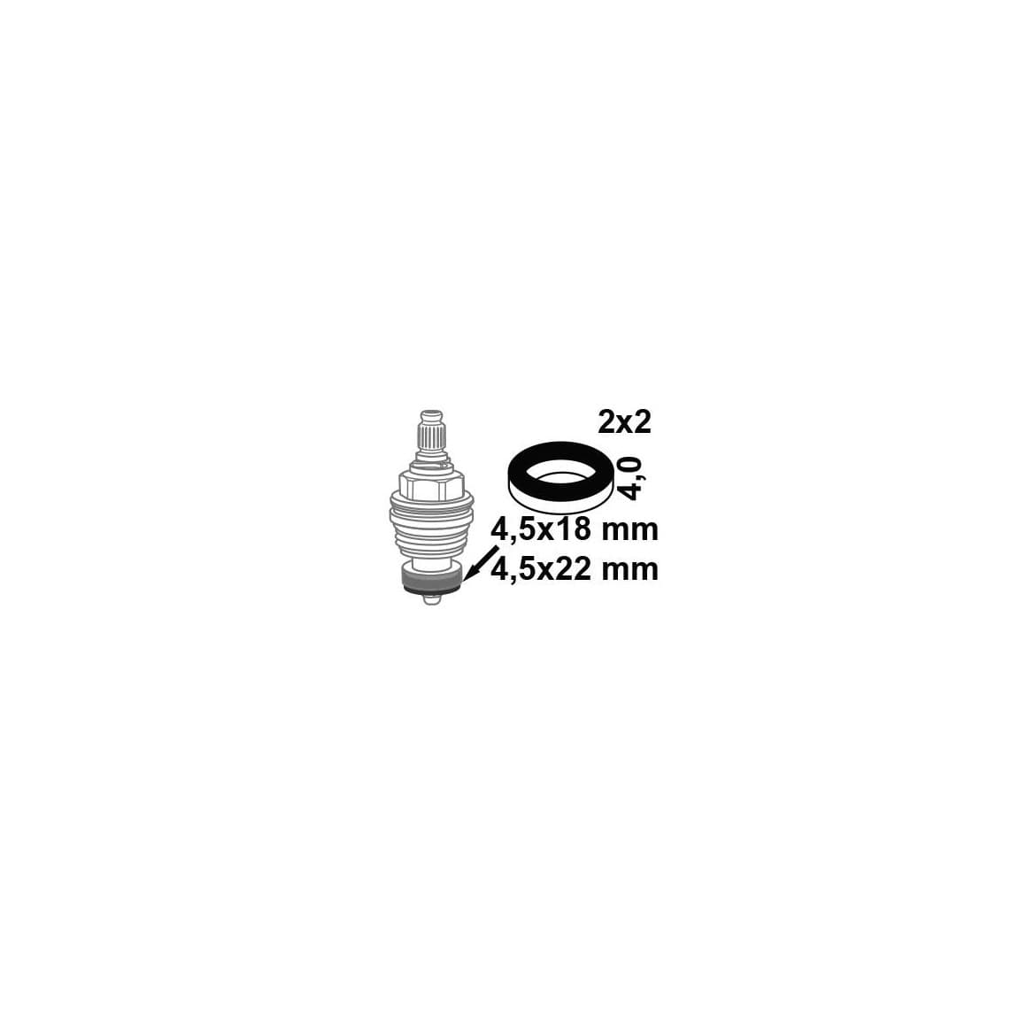 98697260 Assortiment de joints de tête de soupape, Caoutchouc, 18 x 4,5 x 4/22 x 4,5 x 4 mm, pour tête (2x2)