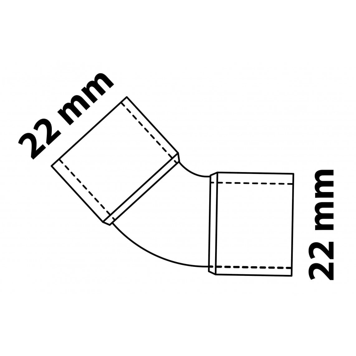989114055 CU arc 45°, vierge, 22 mm, 2 manchons (5041)