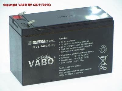 vabo PB UPS 12V  8.5Ah 151 x 64 x 93.5mm 2450g faston 6.3mm