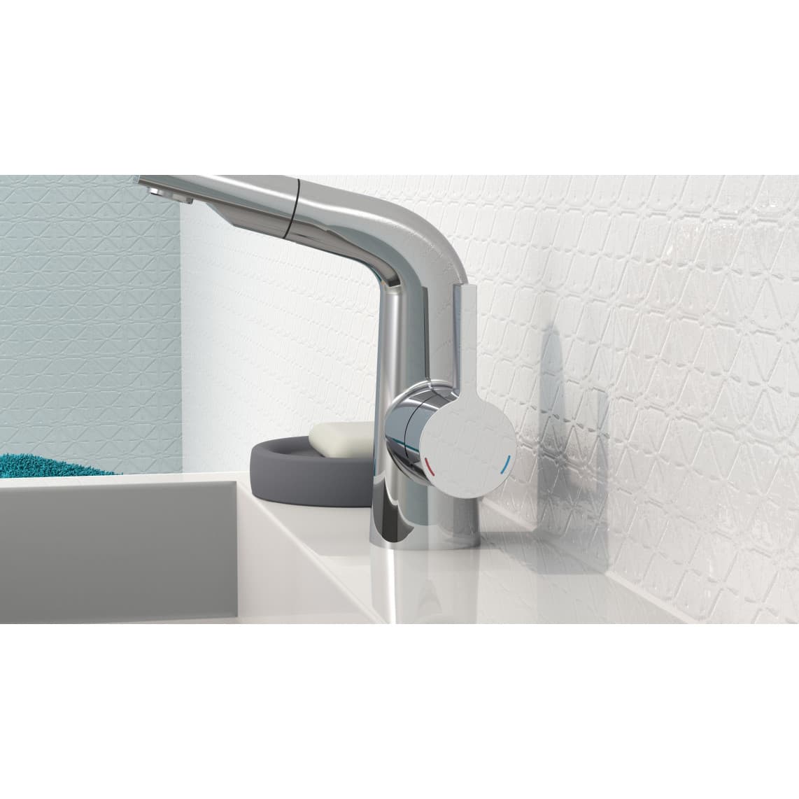 NI075COCR COOL Wastafelkraan, chroom, met uittrekbare haardouche