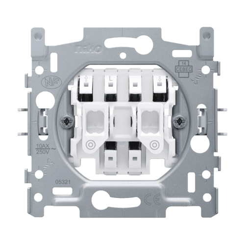 Socle pour bouton-poussoir pour volets pour commandes électroniques, 10 A, bornes à connexion rapide