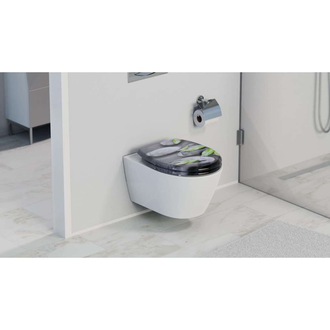 82374 abattant WC en Duroplast STONE, avec frein de chute et déclipsable