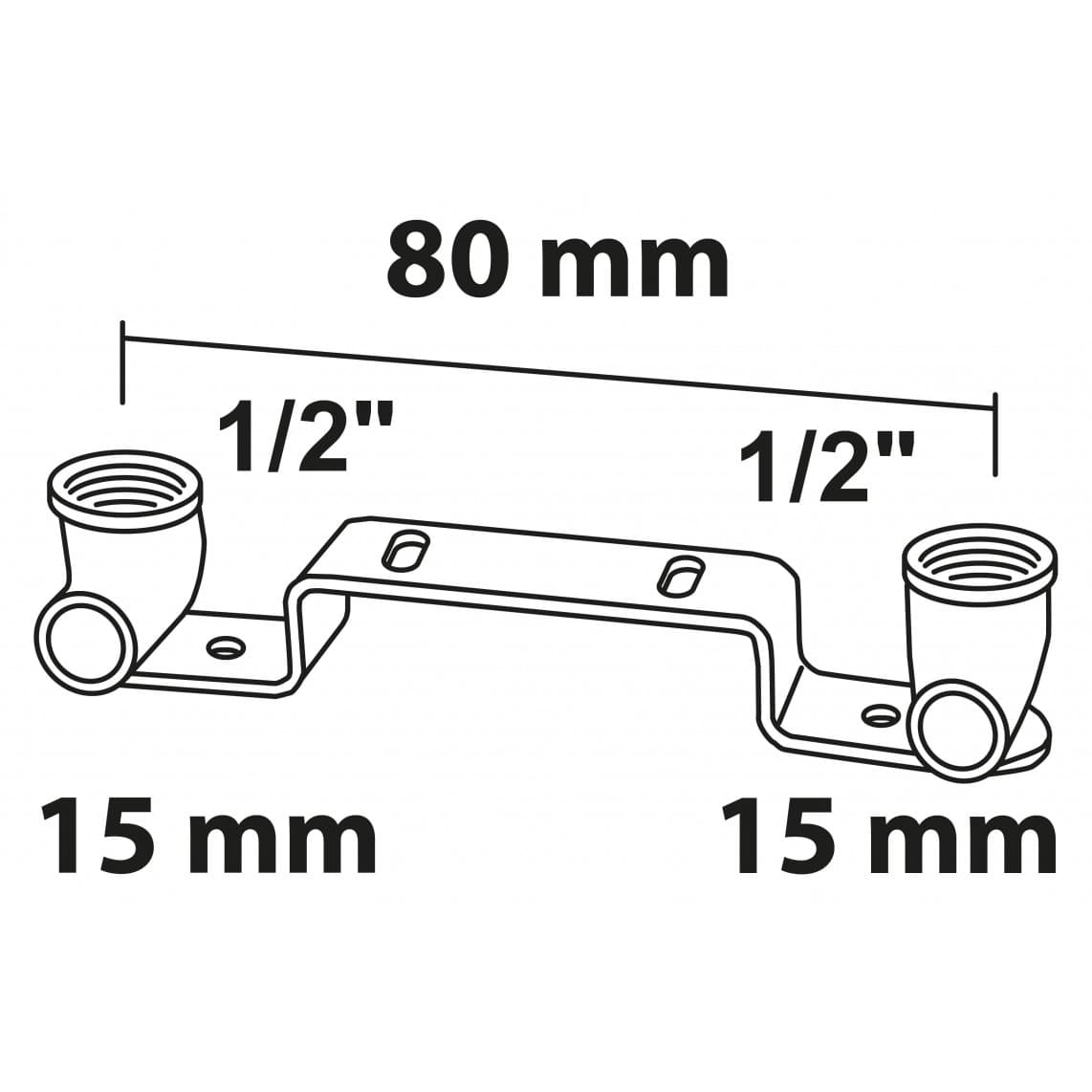 989122955 BR unité de montage, vierge, 15 mm x 1/2" F, entraxe 80 mm, 1 manchon (4976g)