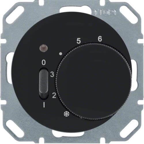 Thermostat d'ambiance, contact NF, Berker R.1 / R.3 Noir, brillant