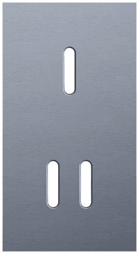 Plaque de recouvrement double, verticale 71 mm d'entraxe, pour une fonction de commutation simple et une double, Niko Rocker alu blue grey brushed