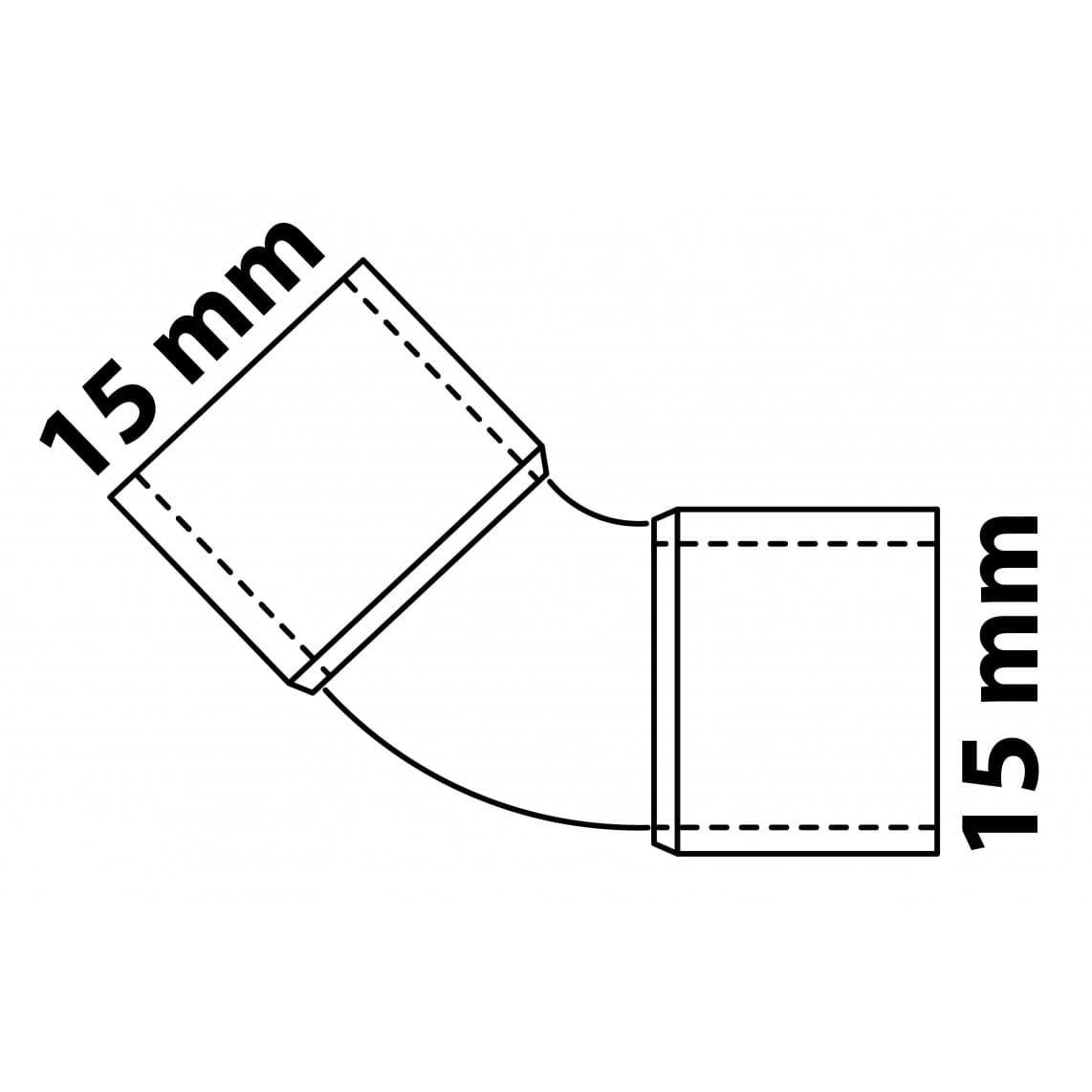 989112055 CU arc 45°, vierge, 15 mm, 2 manchons (5041)