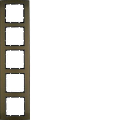 Plaque de recouvrement 5 postes Berker B.3 Alu, Marron / Anthracite