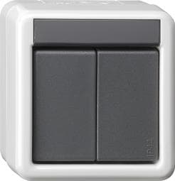 Bouton-poussoir de coupleur de bus montage apparent protection contre l'eau 2 x avec commande à 2 po