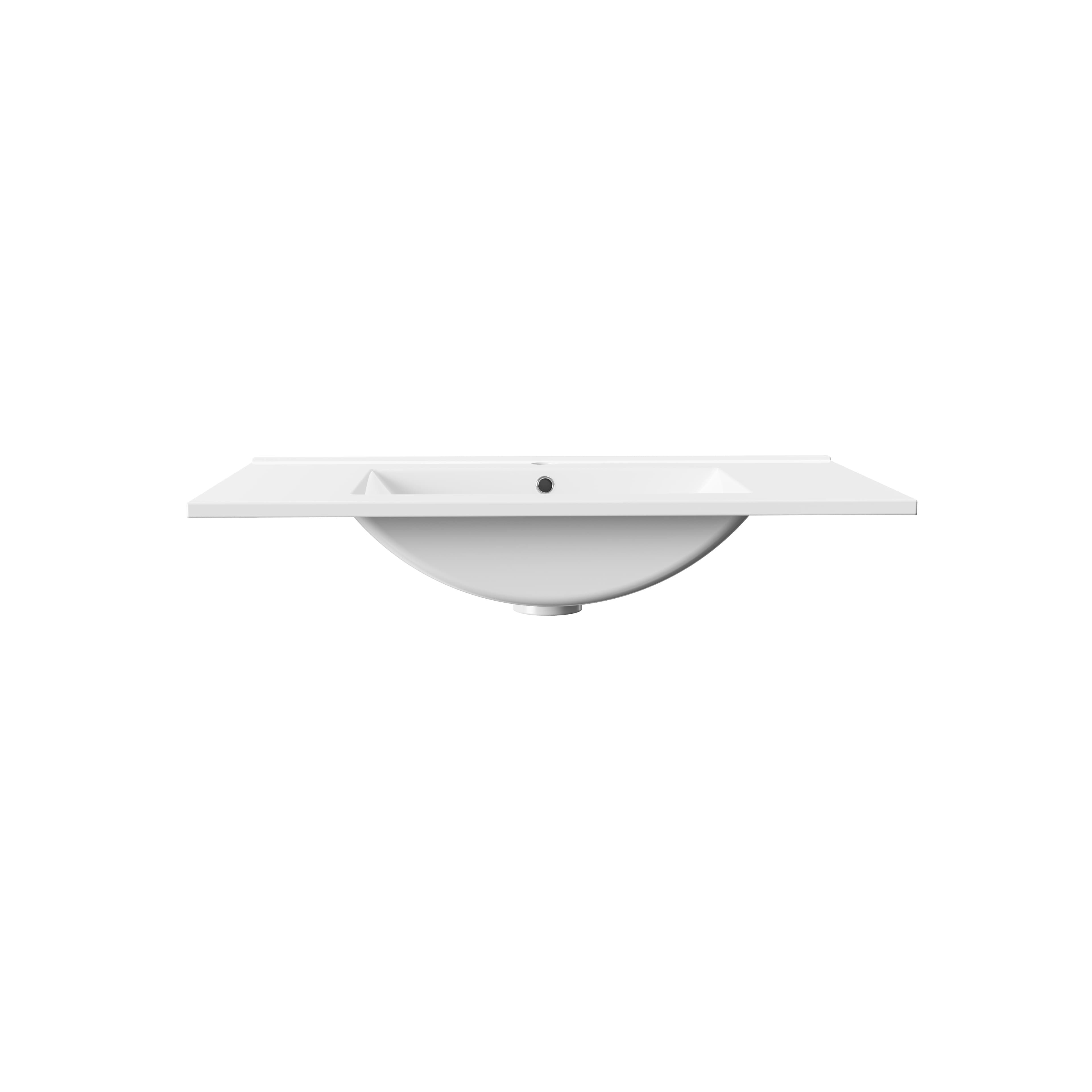 ALONI hayat lavabo - 1 Vasque - avec trop-plein - 1 trou robinet - marbre composite - 80X1,5X45 cm - blanc brillant