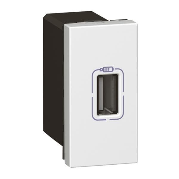 Mosaic alimentation USB 750mA 5V - 1 module Blanc