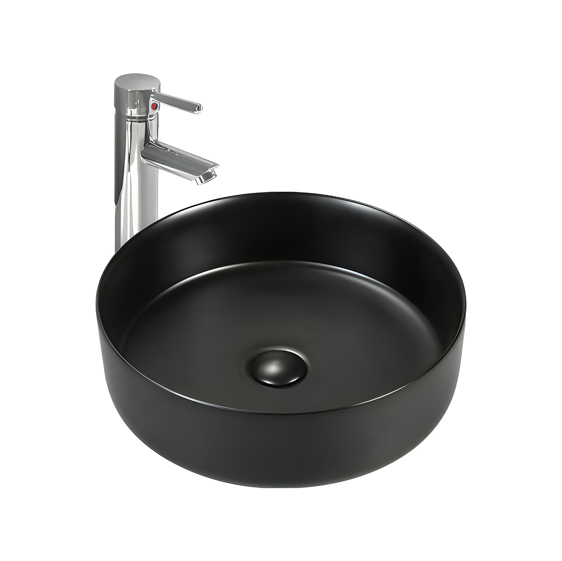 ALONI fira lavabo - à poser – sans trop-plein – sans trou de robinet – avec bonde clic-clac – céramique – 36X12,5X36 cm – Noir mat