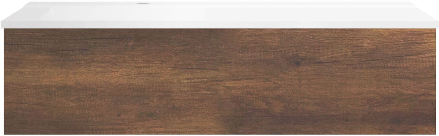 SOUS MEUBLE COFFEE 1 TIROIR 120 CHENE DECOR ROUILLE+LAVABO GAUCHE BLANC