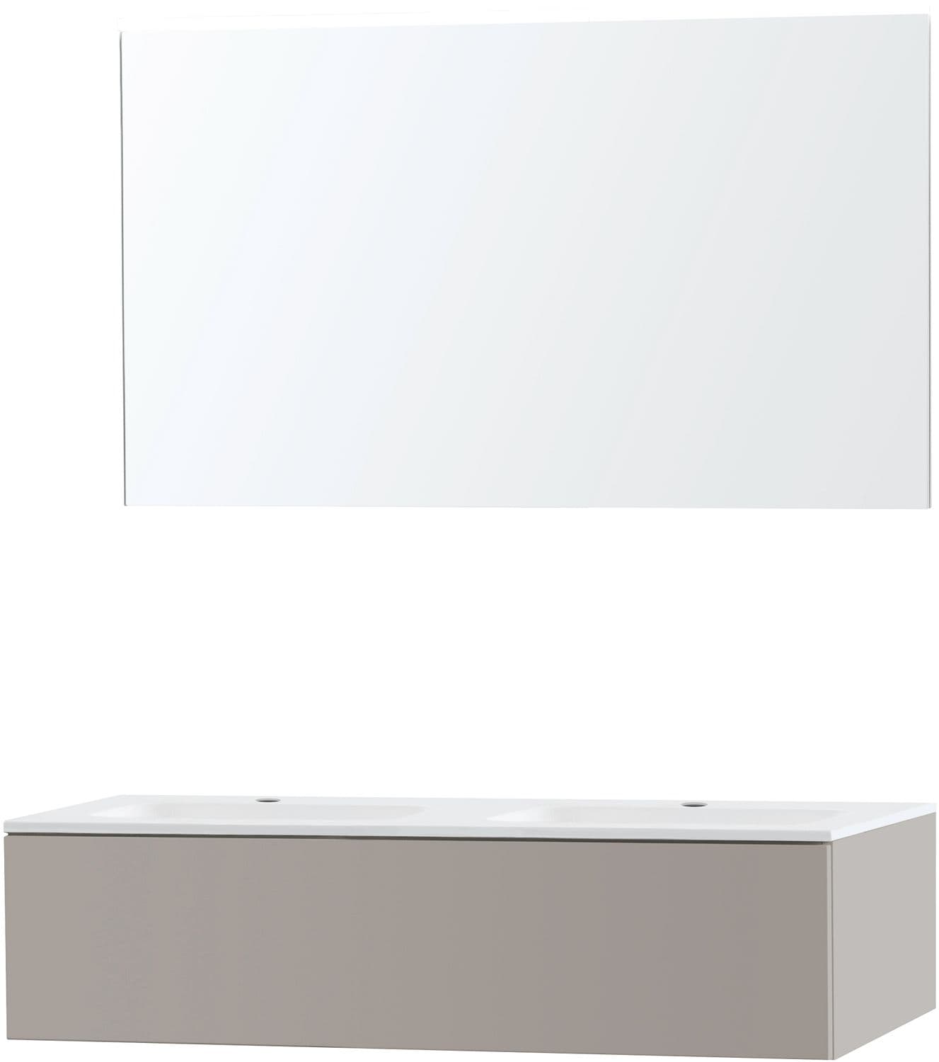 MEUBLE PURO DUO GRIS 120 1 TIROIR MARBRE SYNTHETIQUE MIROIR