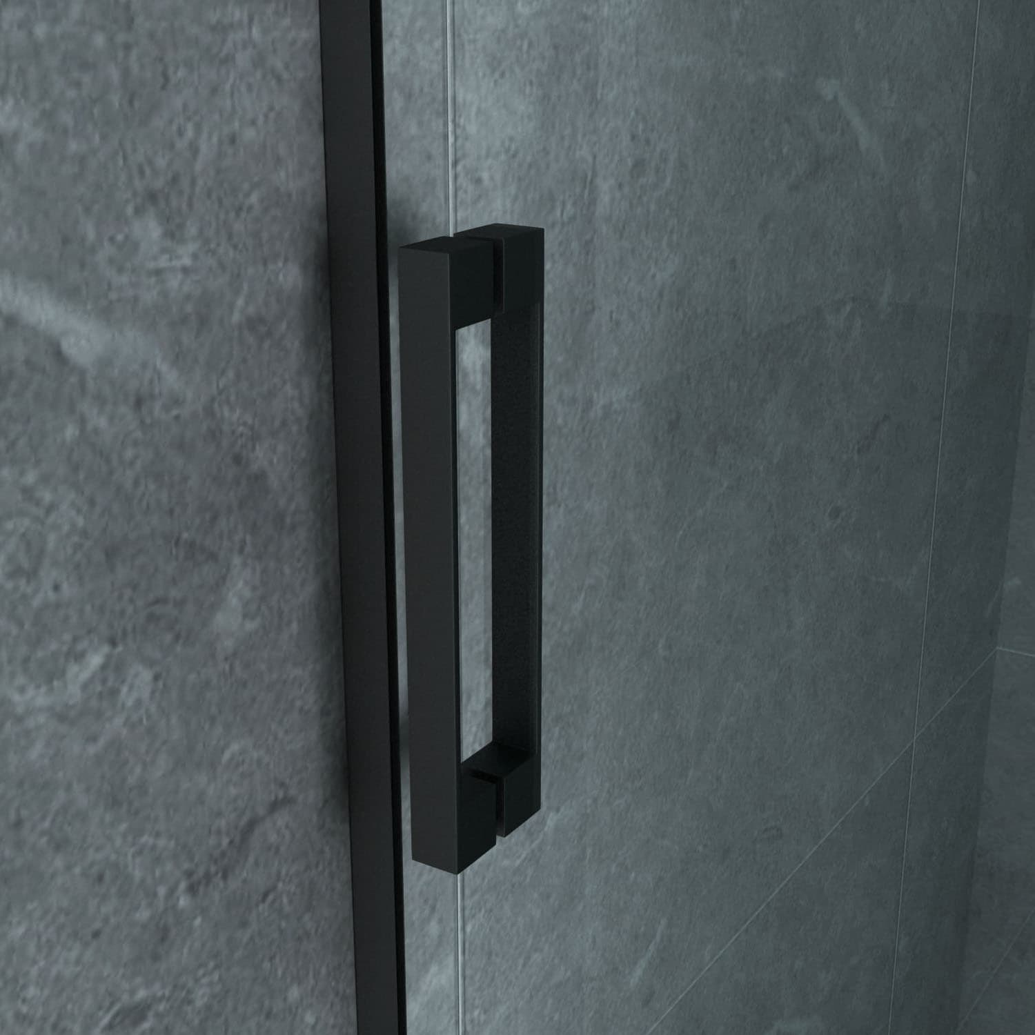 ALONI porte coulissante pour niche - 1200X2000MM - Noir mat-verre clair
