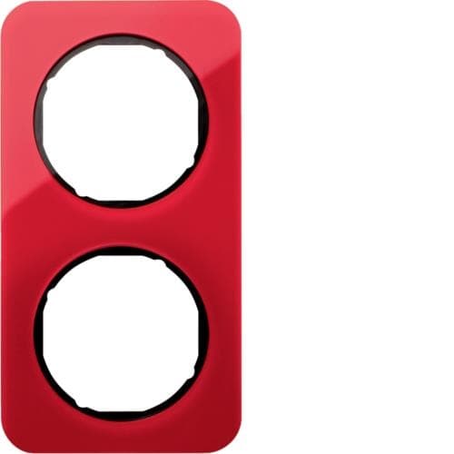 Plaque de recouvrement 2 postes R.1 acryl Rouge transparent / Noir
