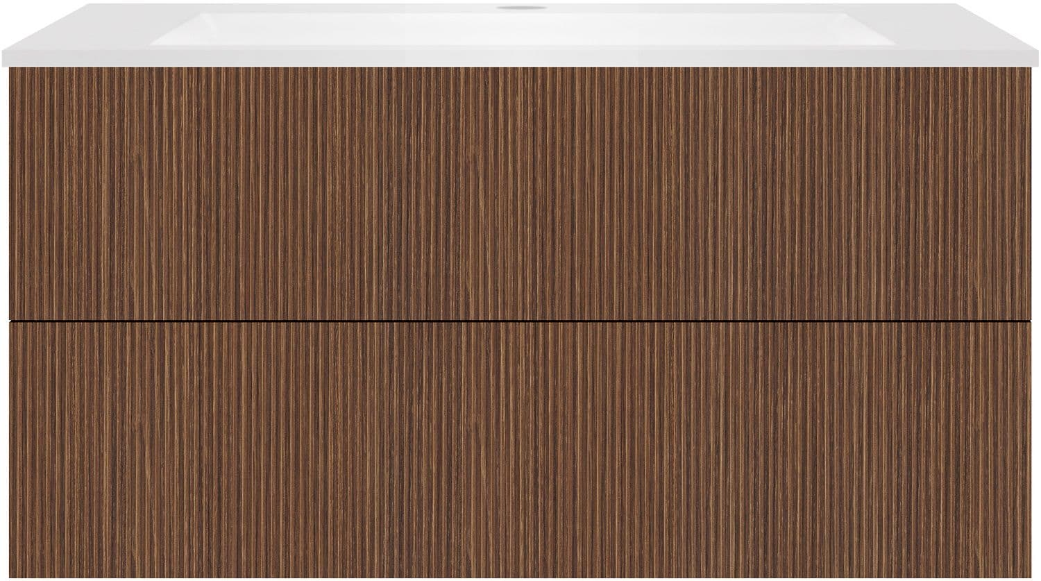 SOUS MEUBLE COFFEE 2 TIROIRS 100 NOYER DECOR SMARTLINE+LAVABO EN MARBRE SYNTHETIQUE BLANC MAT