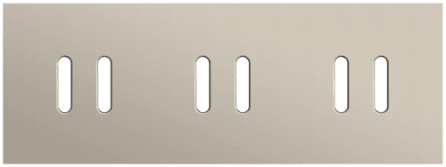 Plaque de recouvrement triple, horizontale 71 mm d'entraxe, pour trois fonctions de commutation double, Niko Rocker steel champagne coated