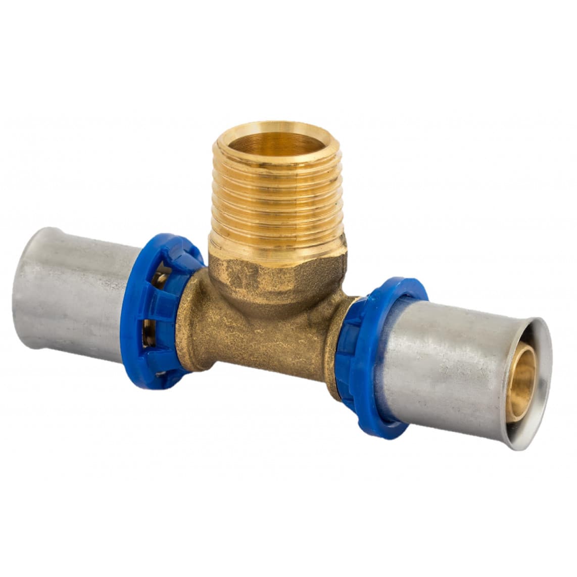 988720355 LT pièce en T, vierge, 20 mm x 3/4" M x 20 mm, raccord à sertir pour tube multicouche