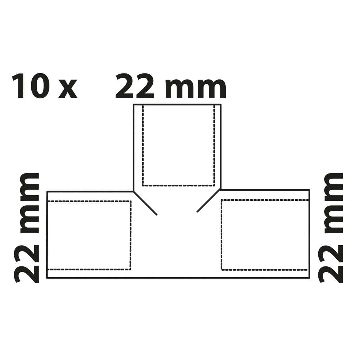 989049655 CU pièce en T, vierge, 22 mm, 3 manchons, (5130) (10x)